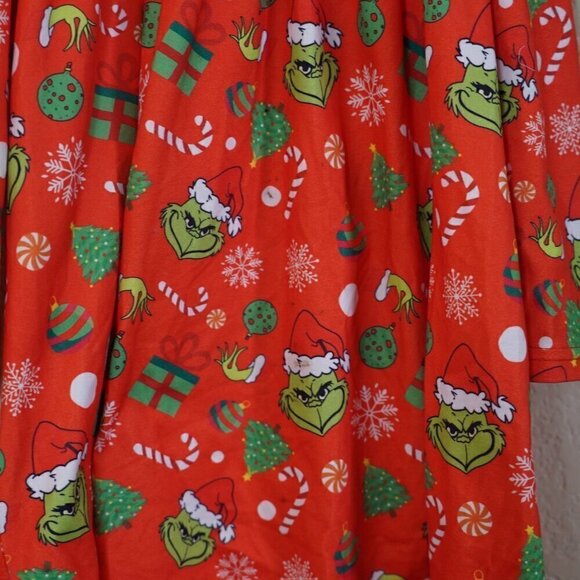 Girls Grinch Dress Printed Twirl Dr Suess Christmas Long Sleeve Play Condition 1 - Picture 2 of 5